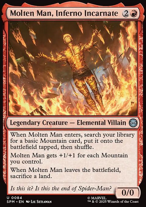 Molten Man, Inferno Incarnate, Marvel's Spider-Man #84, Magic: The Gathering card