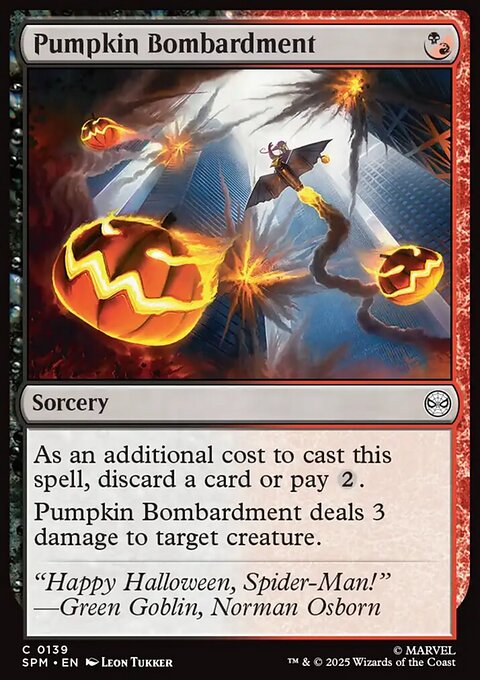 Pumpkin Bombardment, Marvel's Spider-Man #139, Magic: The Gathering card