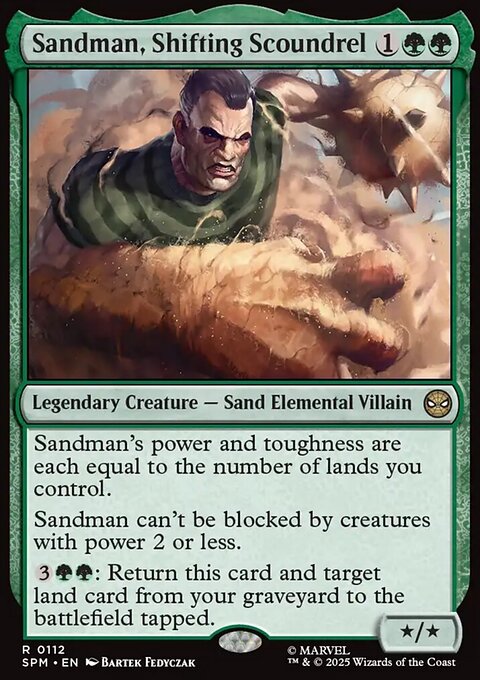 Sandman, Shifting Scoundrel, Marvel's Spider-Man #112, Magic: The Gathering card