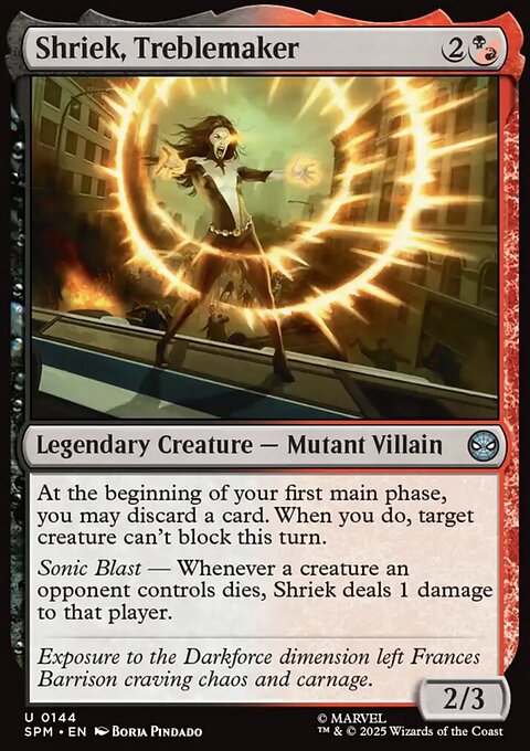 Shriek, Treblemaker, Marvel's Spider-Man #144, Magic: The Gathering card