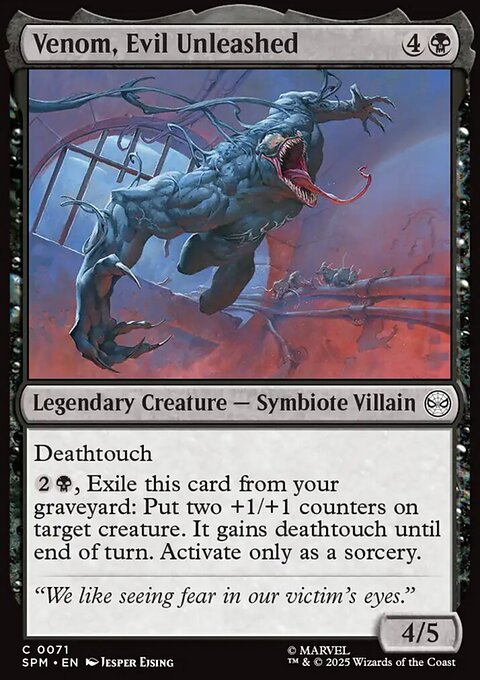 Venom, Evil Unleashed, Marvel's Spider-Man #71, Magic: The Gathering card