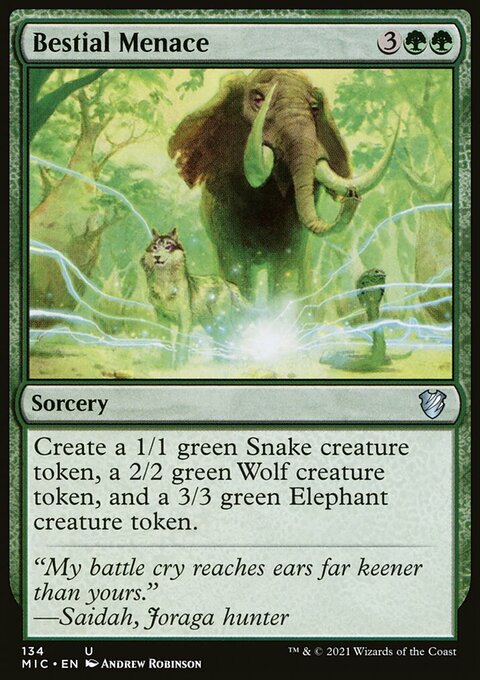 Bestial Menace, Midnight Hunt Commander #134, Magic: The Gathering card