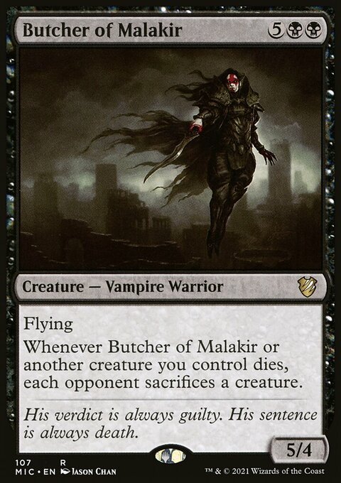 Butcher of Malakir, Midnight Hunt Commander #107, Magic: The Gathering card