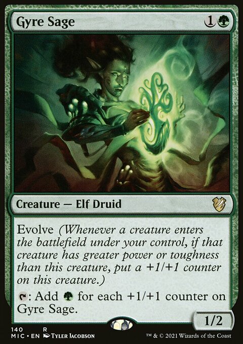 Gyre Sage, Midnight Hunt Commander #140, Magic: The Gathering card