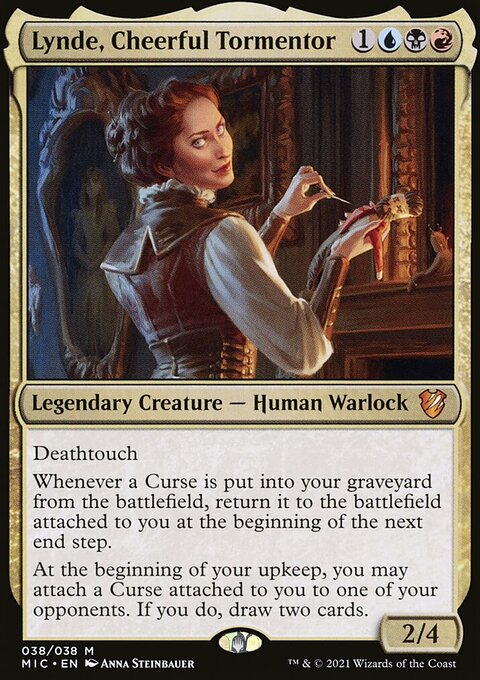 Lynde, Cheerful Tormentor, Midnight Hunt Commander #38, Magic: The Gathering card