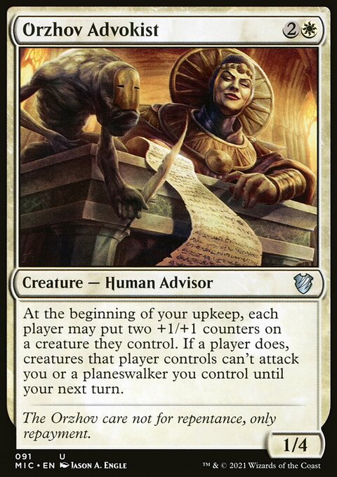 Orzhov Advokist, Midnight Hunt Commander #91, Magic: The Gathering card