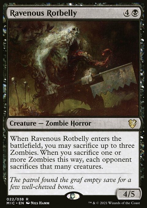 Ravenous Rotbelly, Midnight Hunt Commander #22, Magic: The Gathering card