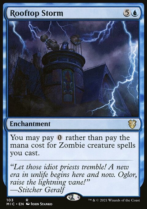 Rooftop Storm, Midnight Hunt Commander #103, Magic: The Gathering card