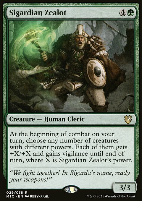 Sigardian Zealot, Midnight Hunt Commander #29, Magic: The Gathering card