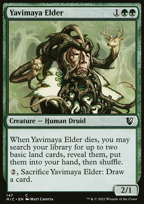 Yavimaya Elder, Midnight Hunt Commander #147, Magic: The Gathering card