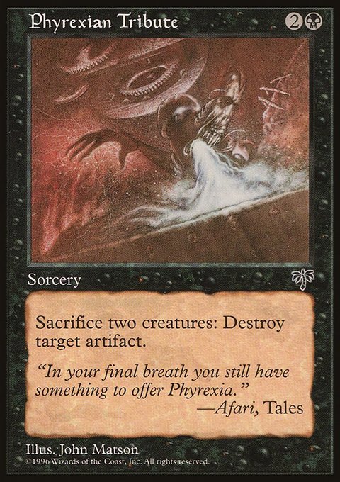 Phyrexian Tribute, Mirage #134, Magic: The Gathering card