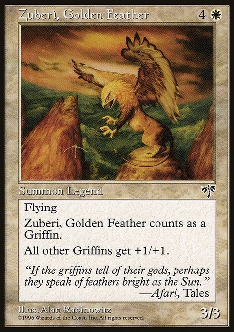 Zuberi, Golden Feather, Mirage #51, Magic: The Gathering card
