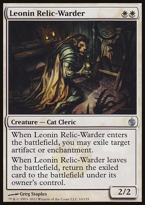 Leonin Relic-Warder, Mirrodin Besieged #10, Magic: The Gathering card