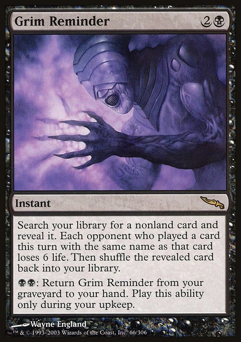 Grim Reminder, Mirrodin #66, Magic: The Gathering card