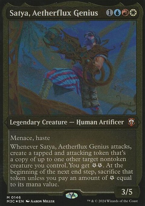 Satya, Aetherflux Genius, Modern Horizons 3 Commander #146, Magic: The Gathering card