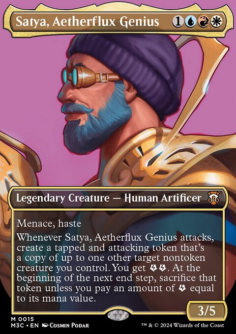 Satya, Aetherflux Genius, Modern Horizons 3 Commander #15, Magic: The Gathering card
