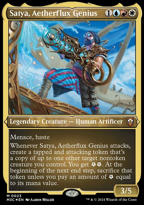 Satya, Aetherflux Genius, Modern Horizons 3 Commander #23, Magic: The Gathering card