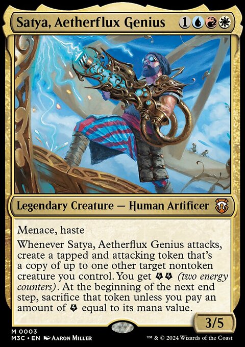 Satya, Aetherflux Genius, Modern Horizons 3 Commander #3, Magic: The Gathering card