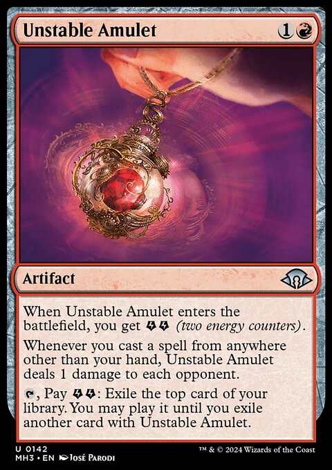 Unstable Amulet, Modern Horizons 3 #142, Magic: The Gathering card