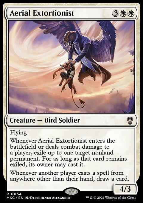 Aerial Extortionist, Murders at Karlov Manor Commander #54, Magic: The Gathering card