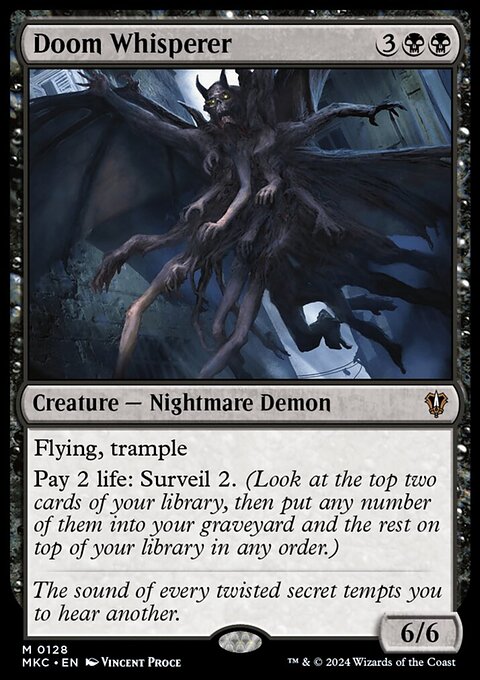 Doom Whisperer, Murders at Karlov Manor Commander #128, Magic: The Gathering card