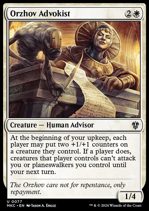 Orzhov Advokist, Murders at Karlov Manor Commander #77, Magic: The Gathering card