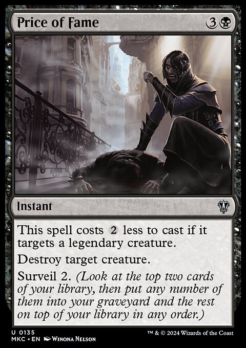Price of Fame, Murders at Karlov Manor Commander #135, Magic: The Gathering card
