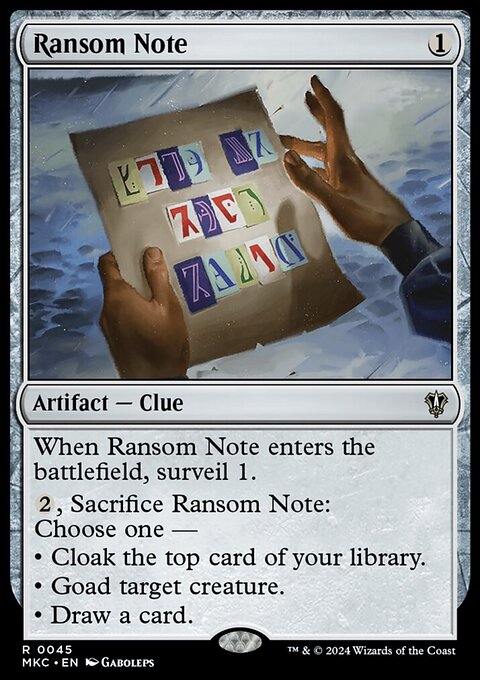 Ransom Note, Murders at Karlov Manor Commander #45, Magic: The Gathering card