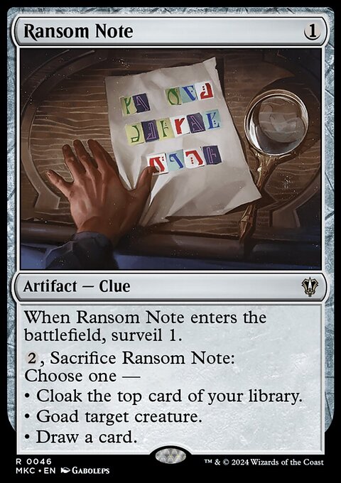 Ransom Note, Murders at Karlov Manor Commander #46, Magic: The Gathering card