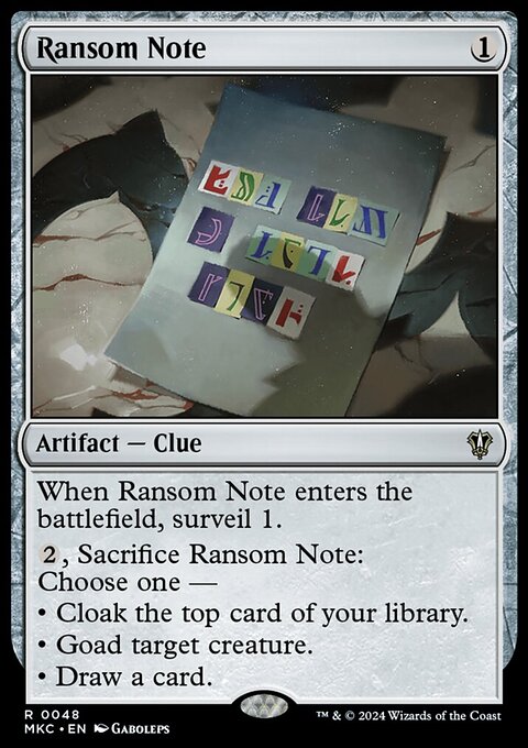 Ransom Note, Murders at Karlov Manor Commander #48, Magic: The Gathering card