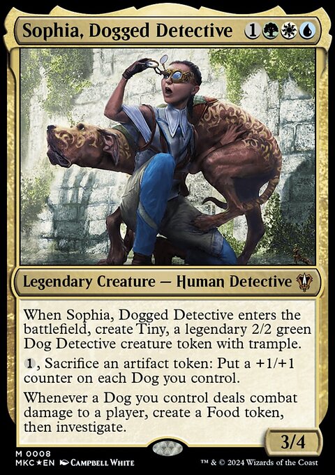 Sophia, Dogged Detective, Murders at Karlov Manor Commander #8, Magic: The Gathering card