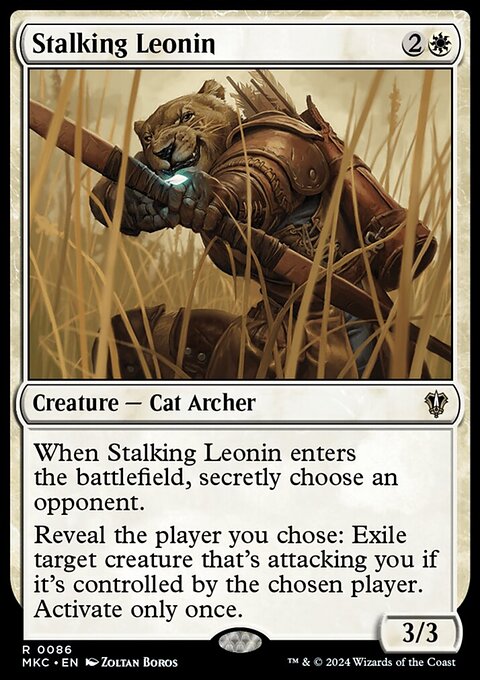 Stalking Leonin, Murders at Karlov Manor Commander #86, Magic: The Gathering card