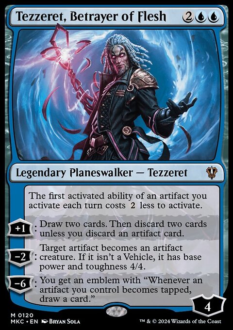 Tezzeret, Betrayer of Flesh, Murders at Karlov Manor Commander #120, Magic: The Gathering card