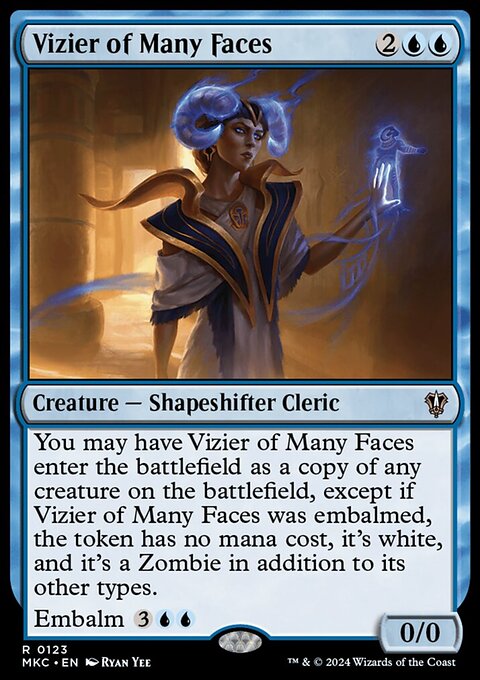 Vizier of Many Faces, Murders at Karlov Manor Commander #123, Magic: The Gathering card