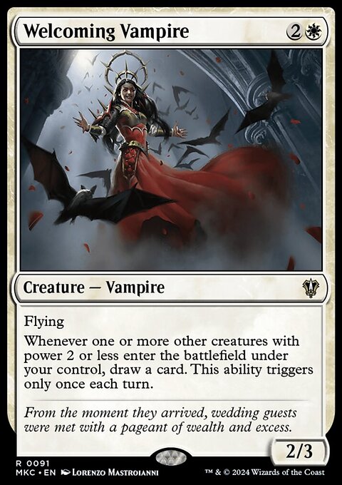 Welcoming Vampire, Murders at Karlov Manor Commander #91, Magic: The Gathering card