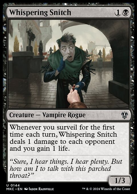 Whispering Snitch, Murders at Karlov Manor Commander #144, Magic: The Gathering card