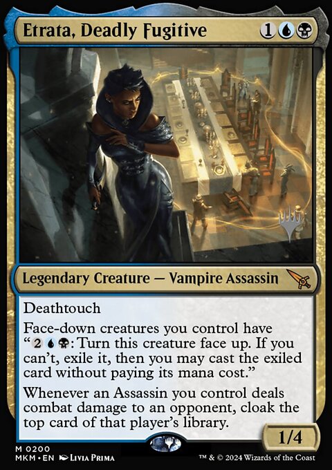 Etrata, Deadly Fugitive, Murders at Karlov Manor Promos #200p, Magic: The Gathering card