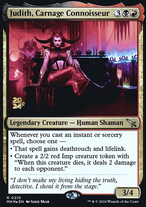 Judith, Carnage Connoisseur, Murders at Karlov Manor Promos #210s, Magic: The Gathering card
