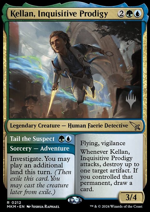 Kellan, Inquisitive Prodigy // Tail the Suspect, Murders at Karlov Manor Promos #212p, Magic: The Gathering card