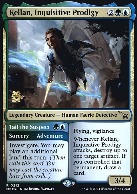 Kellan, Inquisitive Prodigy // Tail the Suspect, Murders at Karlov Manor Promos #212s, Magic: The Gathering card