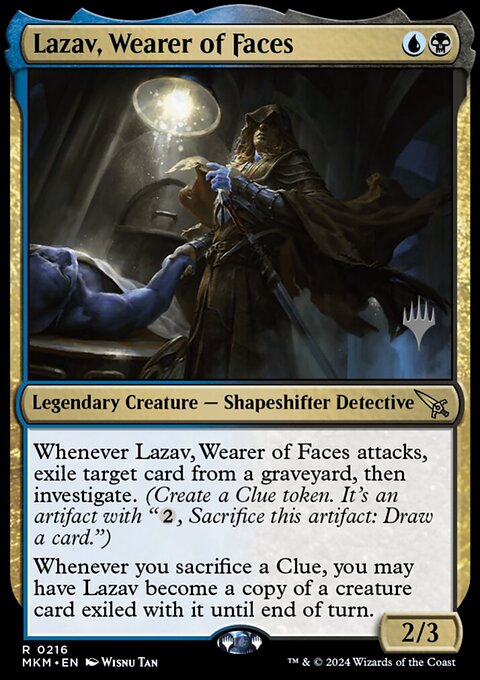 Lazav, Wearer of Faces, Murders at Karlov Manor Promos #216p, Magic: The Gathering card