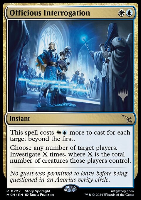 Officious Interrogation, Murders at Karlov Manor Promos #222p, Magic: The Gathering card