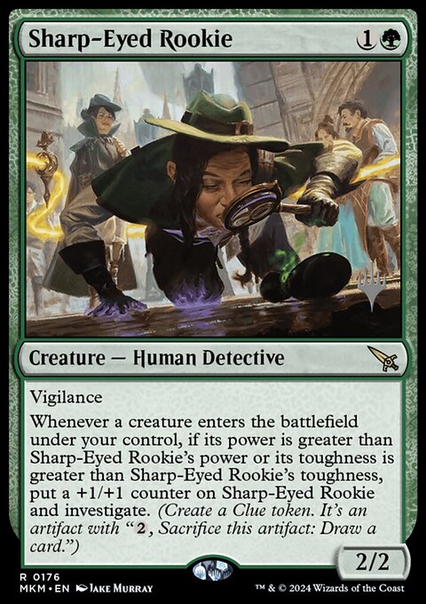 Sharp-Eyed Rookie, Murders at Karlov Manor Promos #176p, Magic: The Gathering card
