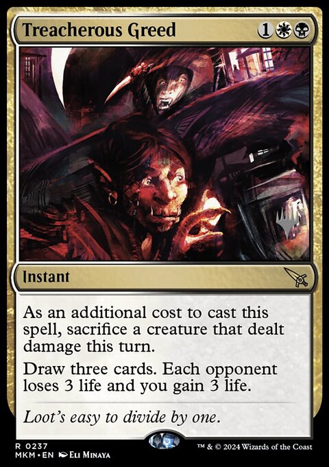 Treacherous Greed, Murders at Karlov Manor Promos #237p, Magic: The Gathering card