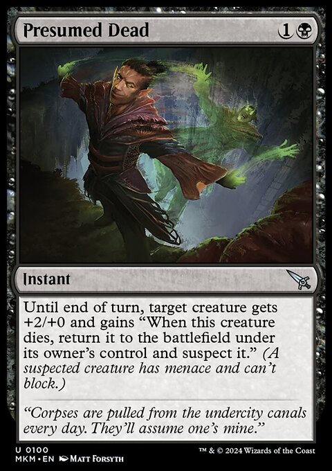 Presumed Dead, Murders at Karlov Manor #100, Magic: The Gathering card