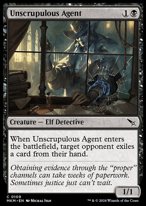 Unscrupulous Agent, Murders at Karlov Manor #109, Magic: The Gathering card