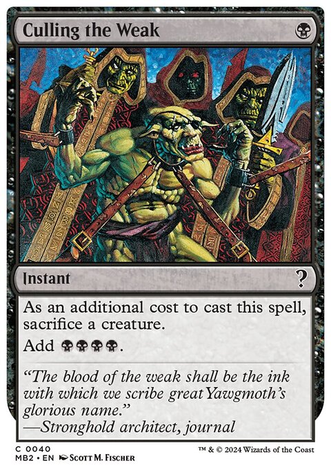 Culling the Weak, Mystery Booster 2 #40, Magic: The Gathering card