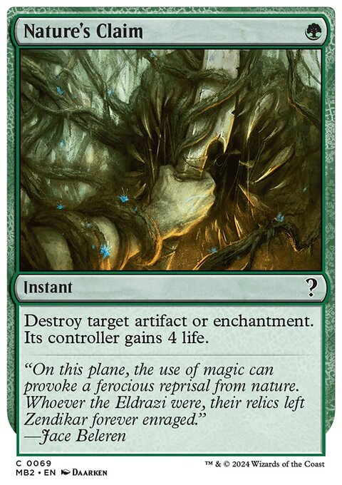 Nature's Claim, Mystery Booster 2 #69, Magic: The Gathering card
