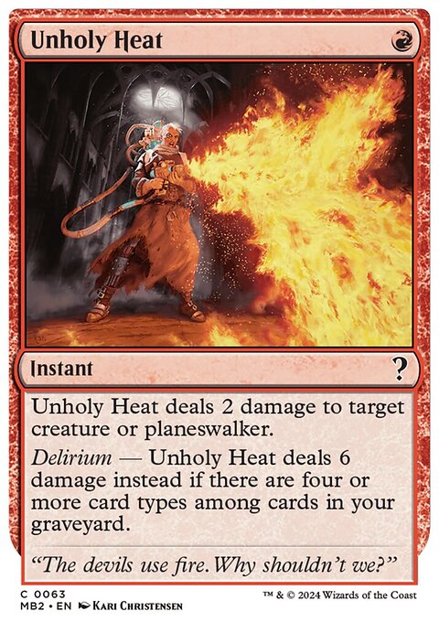 Unholy Heat, Mystery Booster 2 #63, Magic: The Gathering card