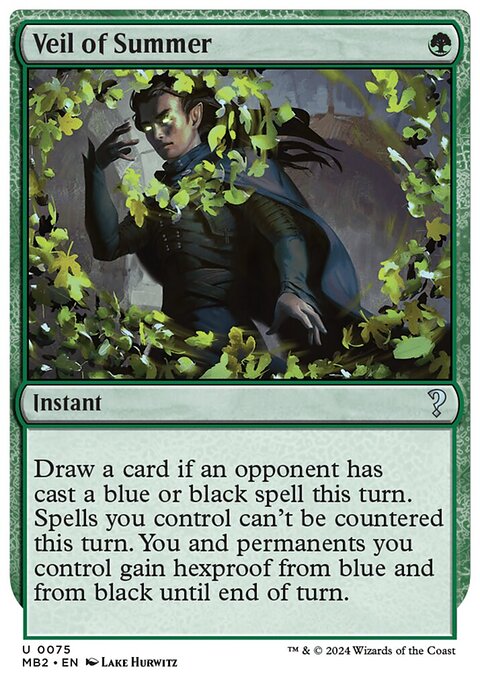 Veil of Summer, Mystery Booster 2 #75, Magic: The Gathering card